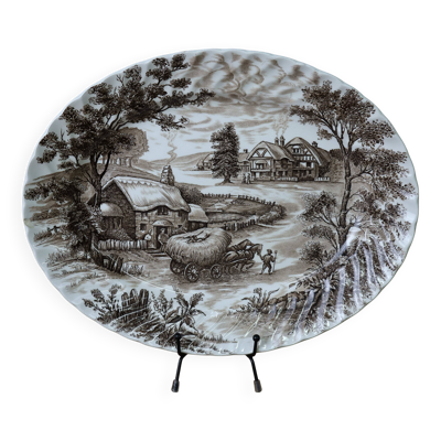 Plat de présentation ovale vintage anglais Staffordshire 'Hayride'