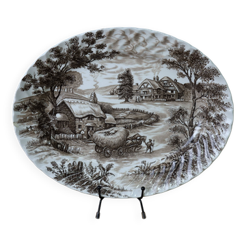 Vintage English Staffordshire 'HAYRIDE' Oval Presentation Dish