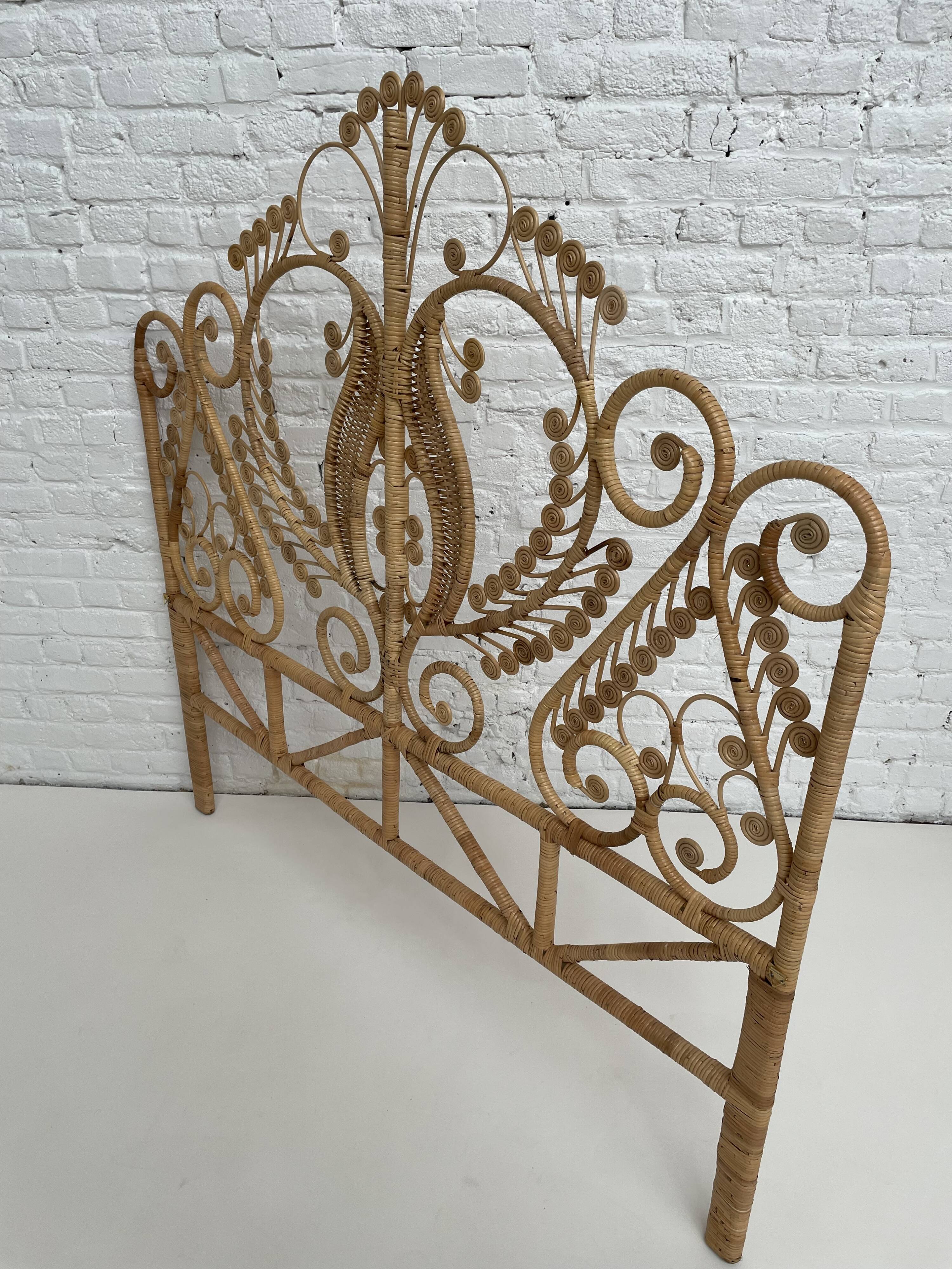 Peacock style rattan headboard
