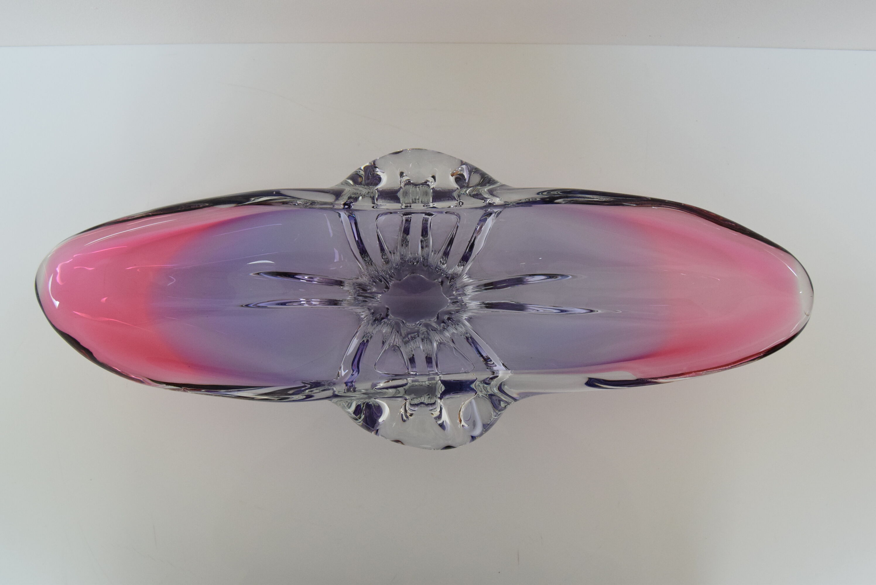 Art Glass Oblong Bowl by Josef Hospodka for Glasswork Chřibská,1960'