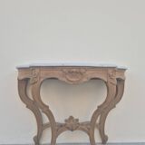 Louis XV curved console in solid oak, 18th century, decorated