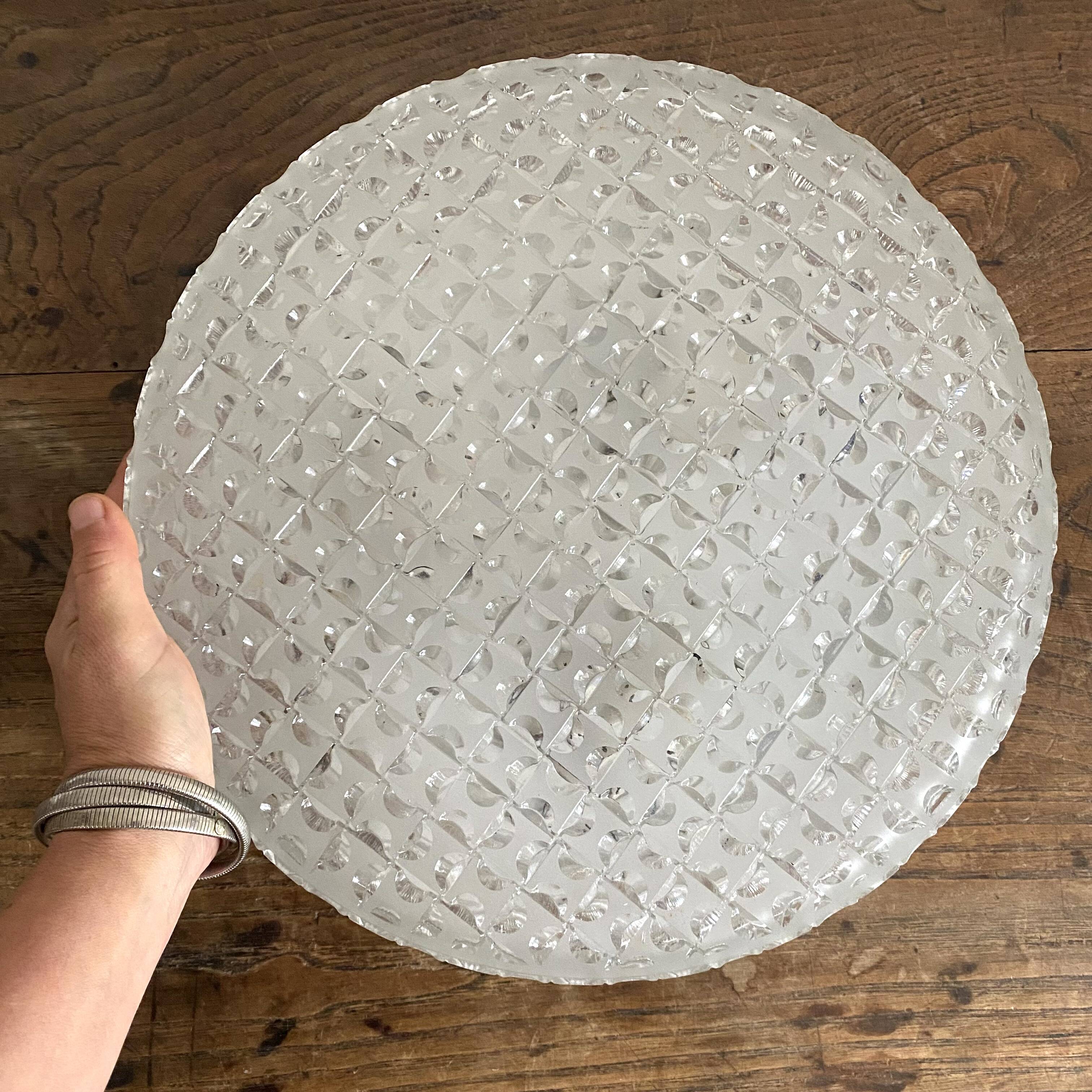 Round ceiling light in holophane glass, 1960s
