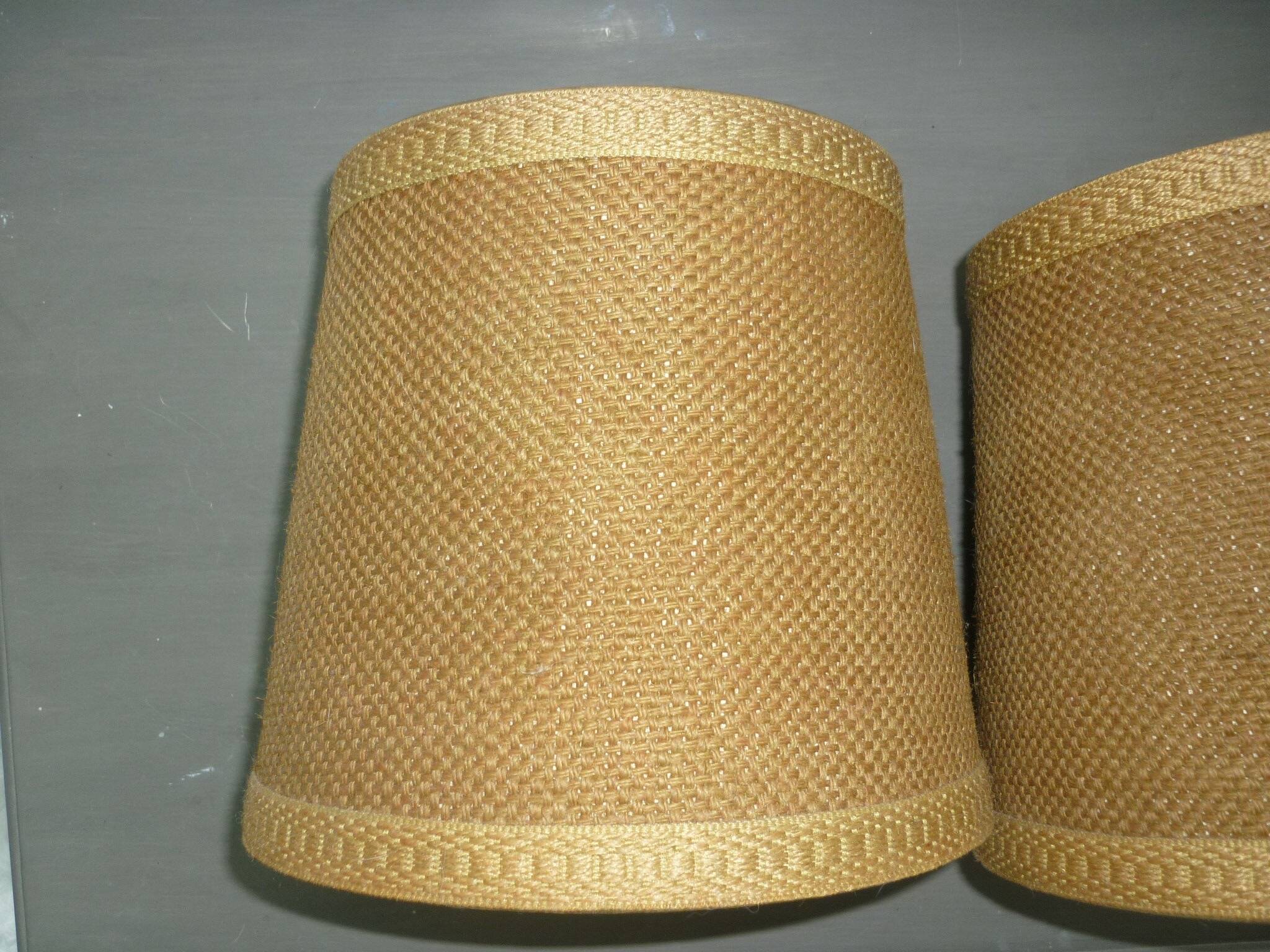 Paire d'abat-jour en jute beige foncé