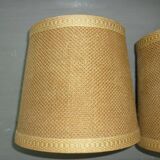 Pair of dark beige jute lampshades