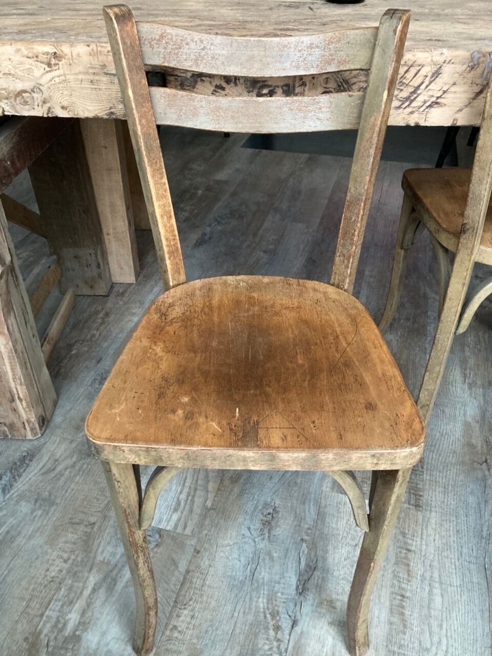 Set of 4 antique bistro chairs