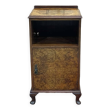 1930s English Burl Walnut Bedside Table