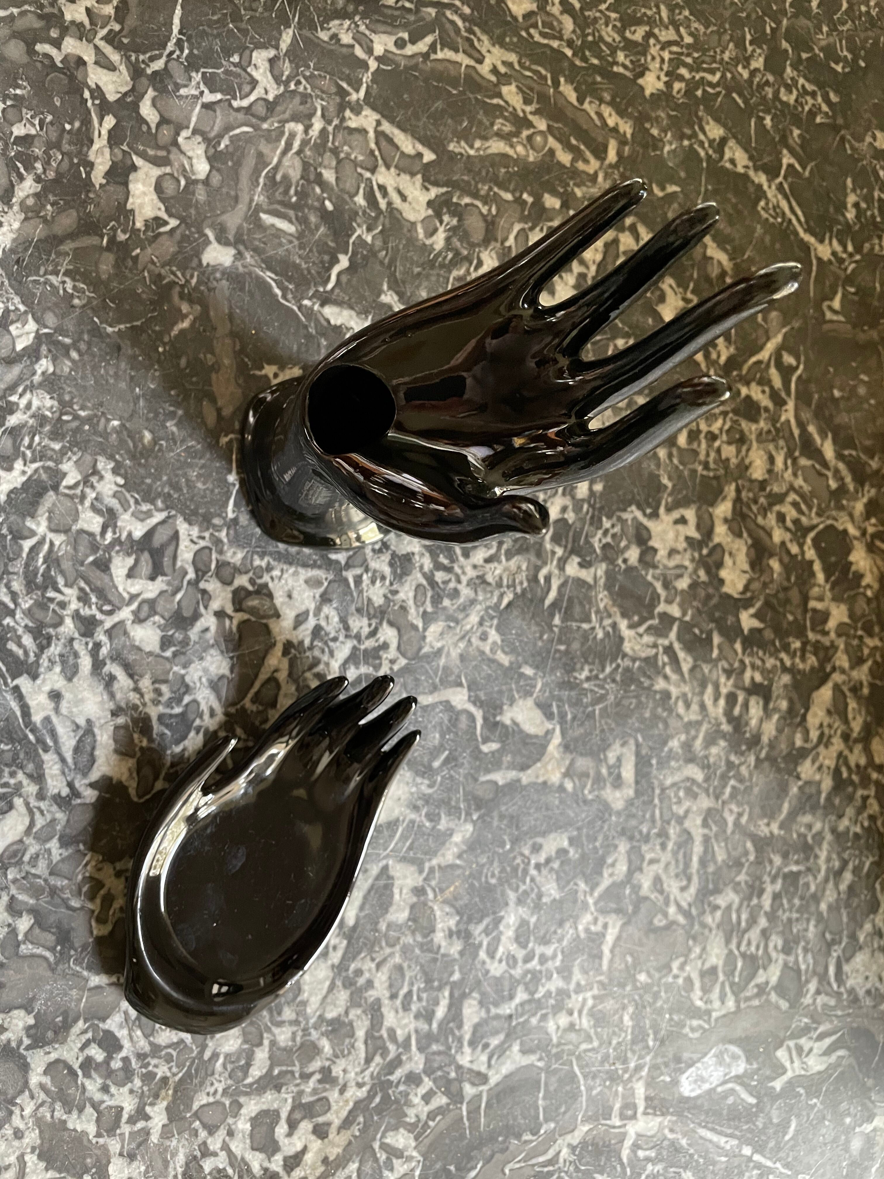 Black ceramic binge hand and cup 1970