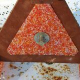70s Scandinavian style chandelier in wood and orange granite resin 3 lights