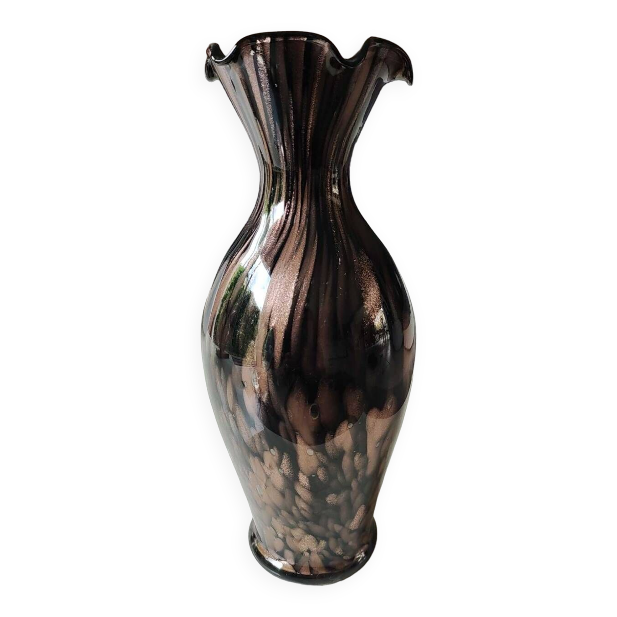 Corolle design vase in blown Murano art glass/Designer V. Nason. 70s. High 25 cm