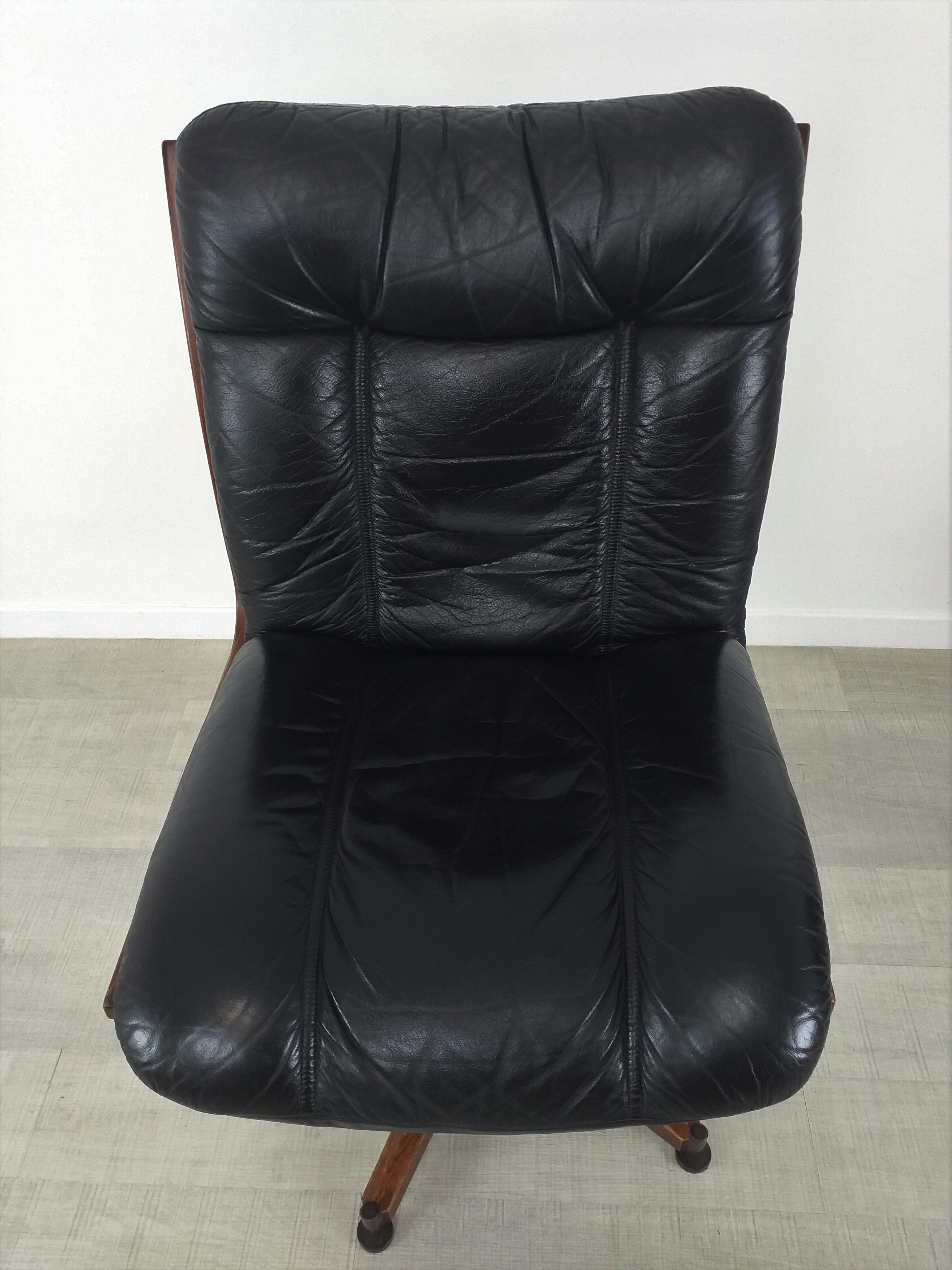 Vintage Scandinavian leather office armchair 60s