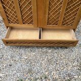 Armoire en  bois et rotin
