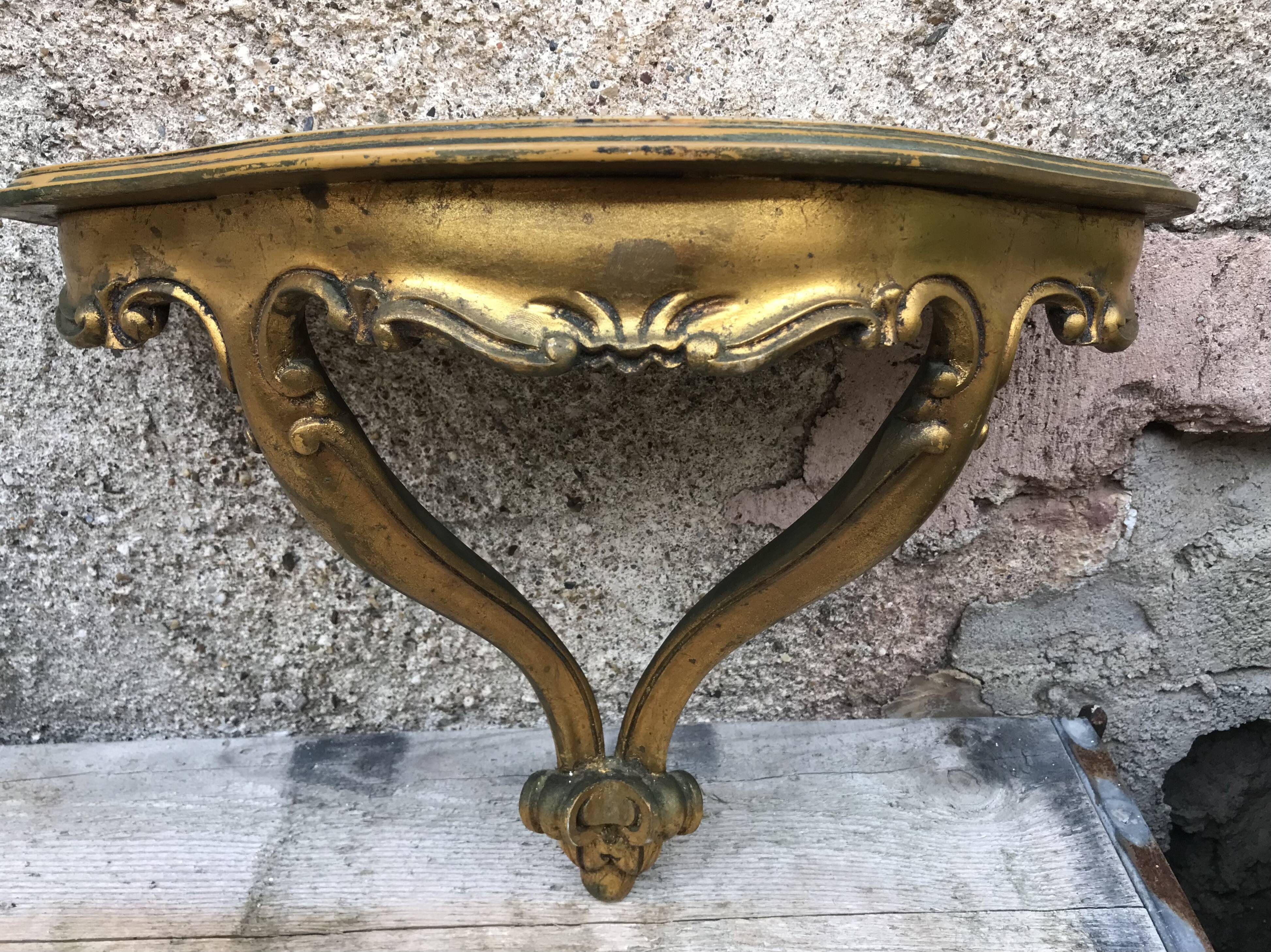 Console murale dorée vintage