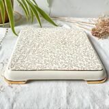 Vintage trivet in golden white floral earthenware Villeroy&boch