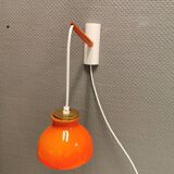 Holmegaard wall lamp in glass, nice orange/red color, danish design, retro, vintage, 1970s