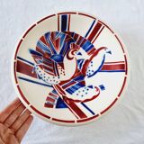 Assiette Art Déco exclusive en porcelaine française de Badonviller, édition limitée années 30-40