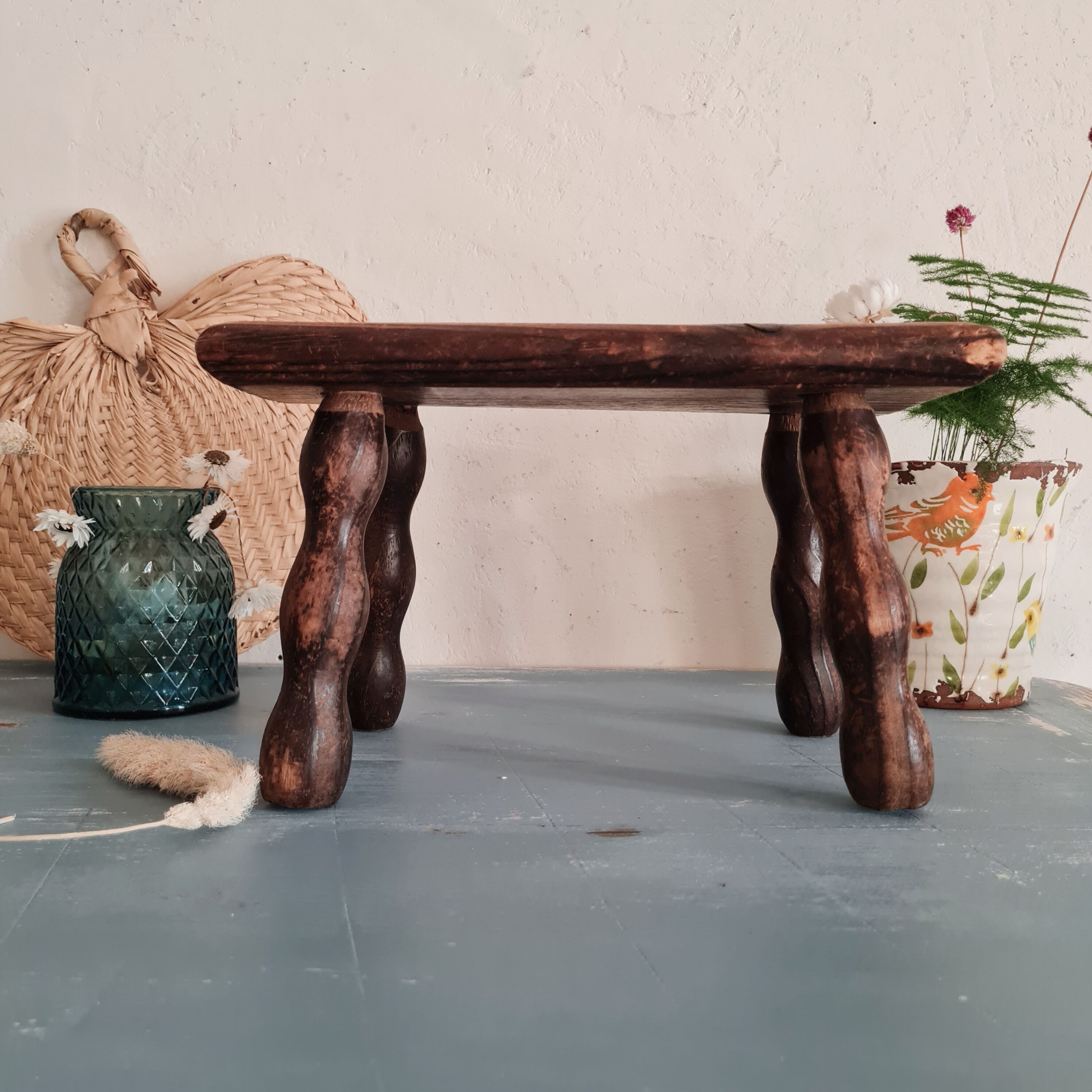 Mini old wooden farmhouse bench