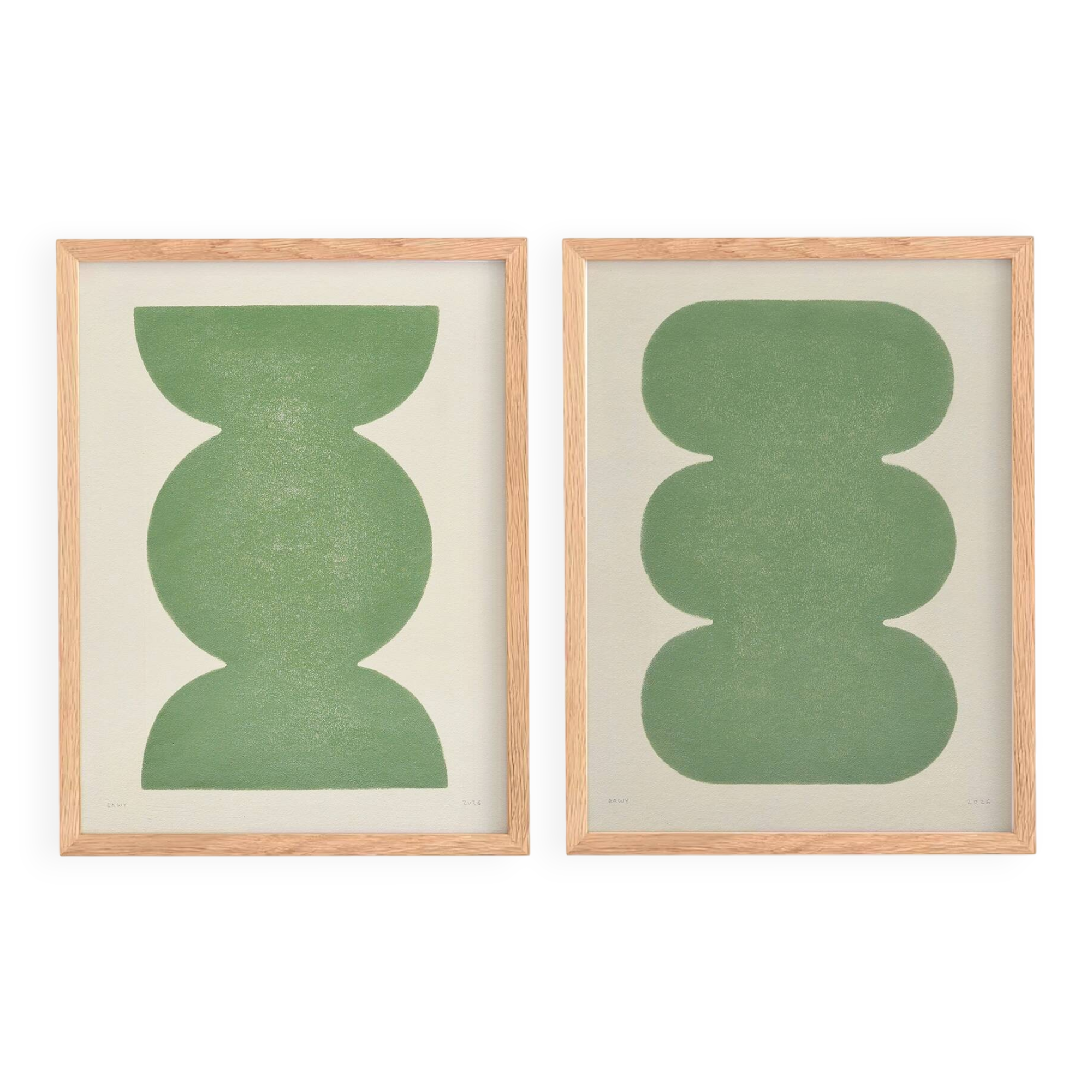 Duo of abstract paintings 30x40cm signed Eawy