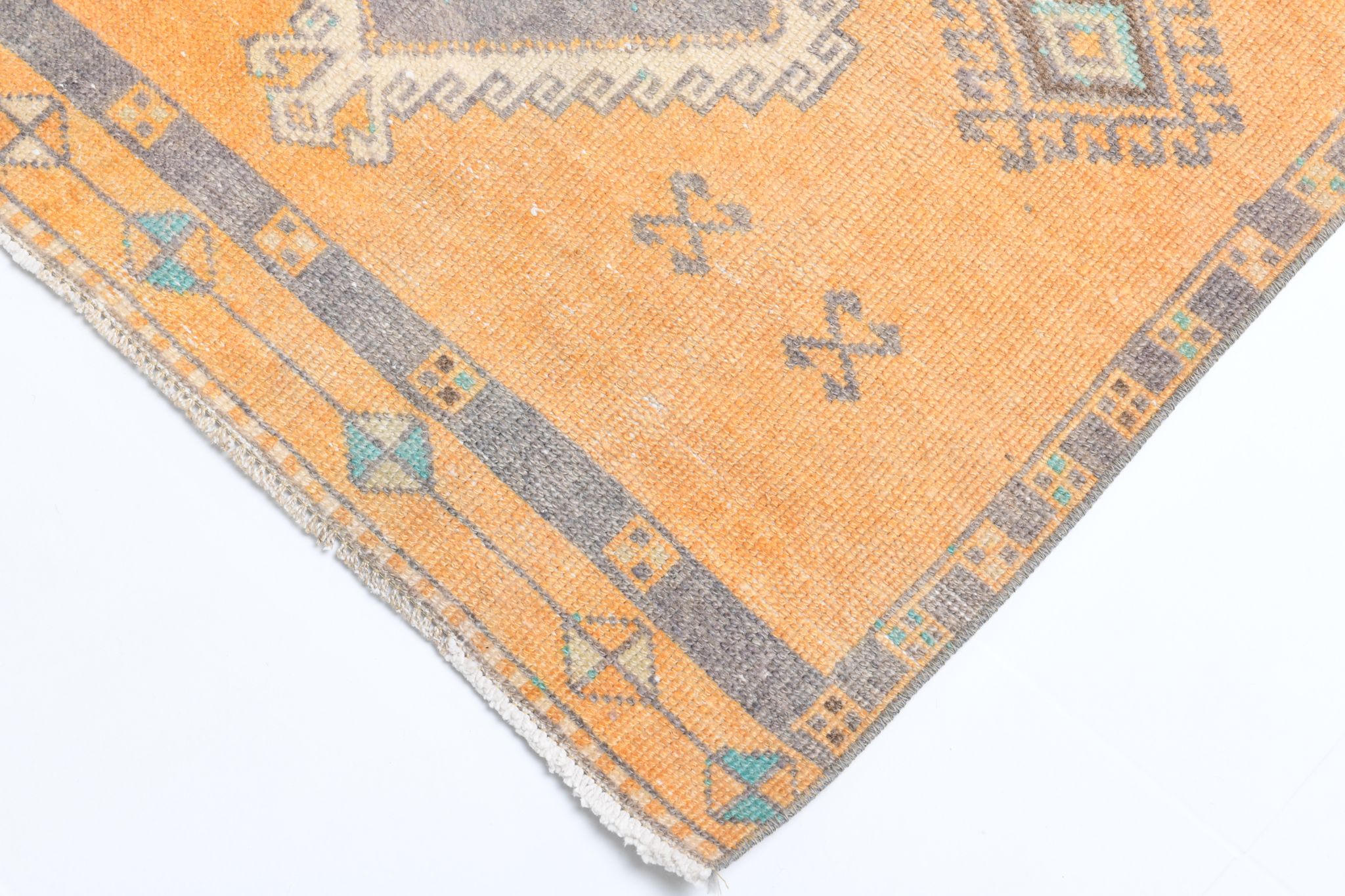 3x11 orange vintage runner rug, 88x341cm