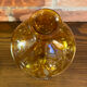 East German GDR Mouth-Blown Amber Art Glass Vase with Swirled Ribbing Texture, Possibly by Lauscha
