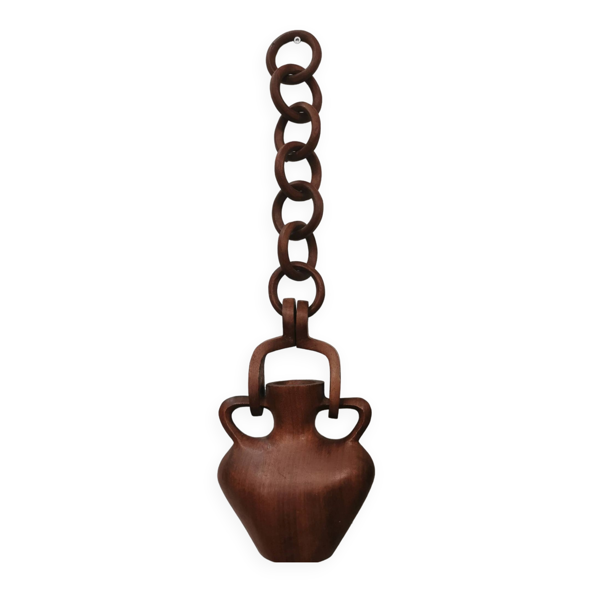 Vase with carved wooden handles