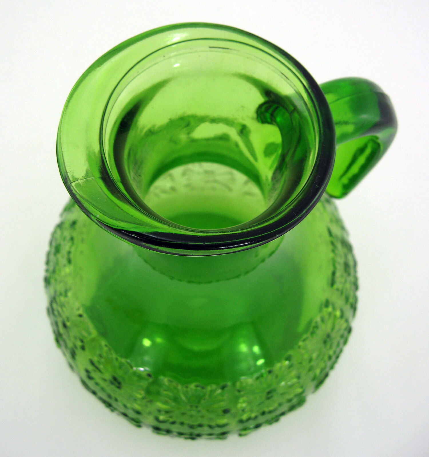 Emerald green molded glass pitcher - Bormioli Fidenza Vitraria Italy - vintage 60s