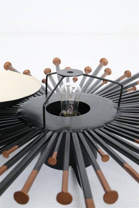 Rare large Dantoft “Sunburst” wall lamp / black / copper / mid-century design / 1960s