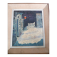 HST PAINTING "SNOW LANDSCAPE WITH RED LANTERN" signed MARECHAL NICOLE 1957 IN ITS FRAME