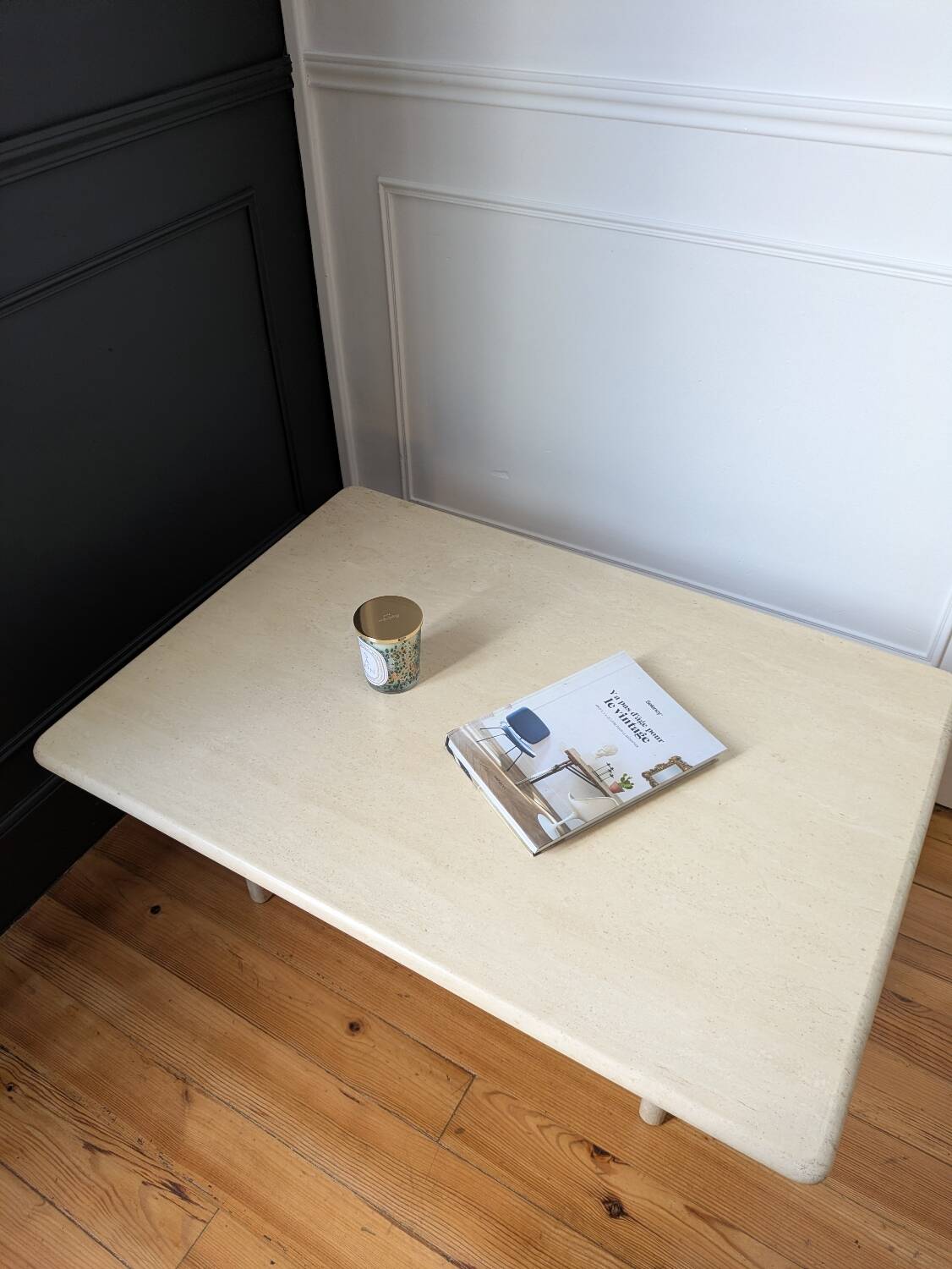 Vintage coffee table in travertine