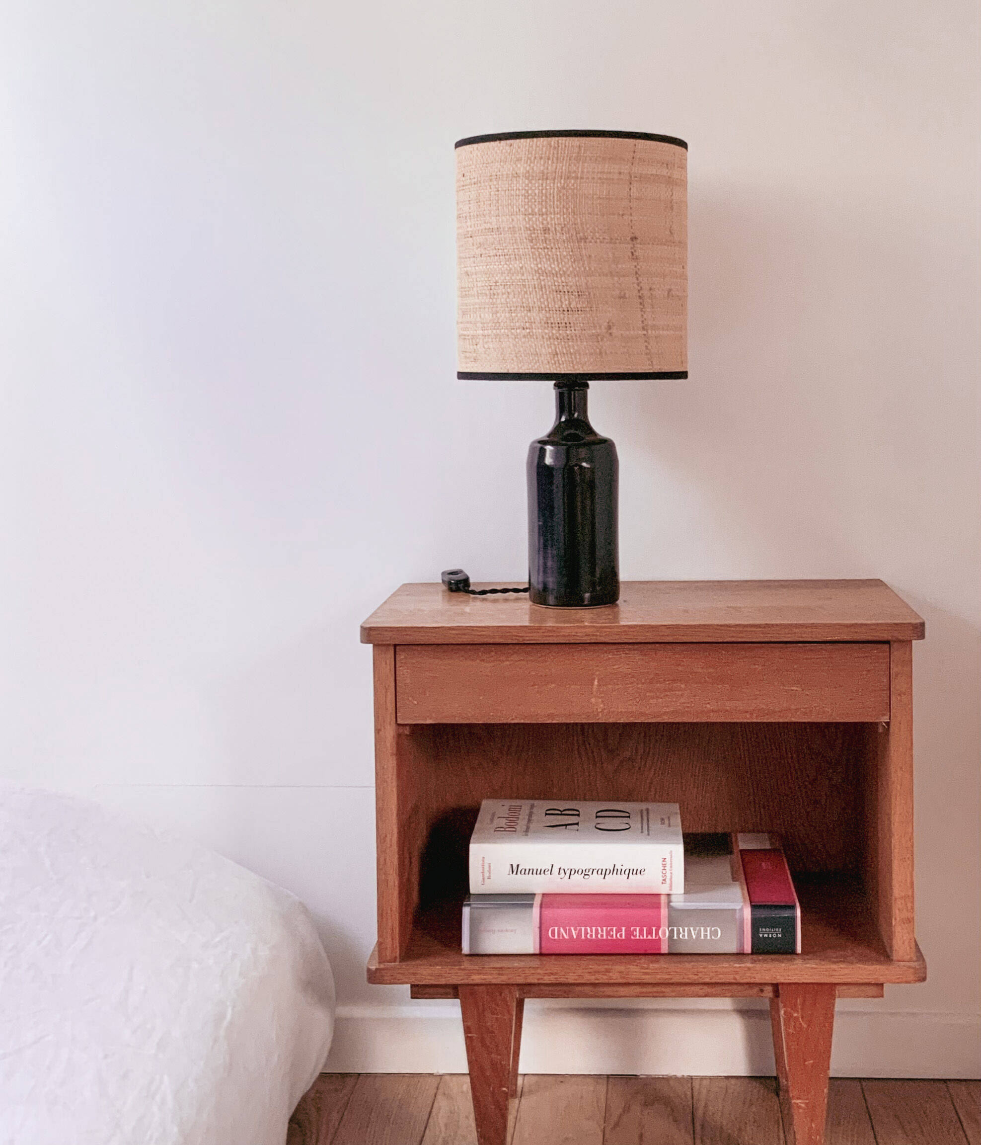 Sandstone and rabane lamp