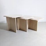Tables gigognes en travertin années 1980