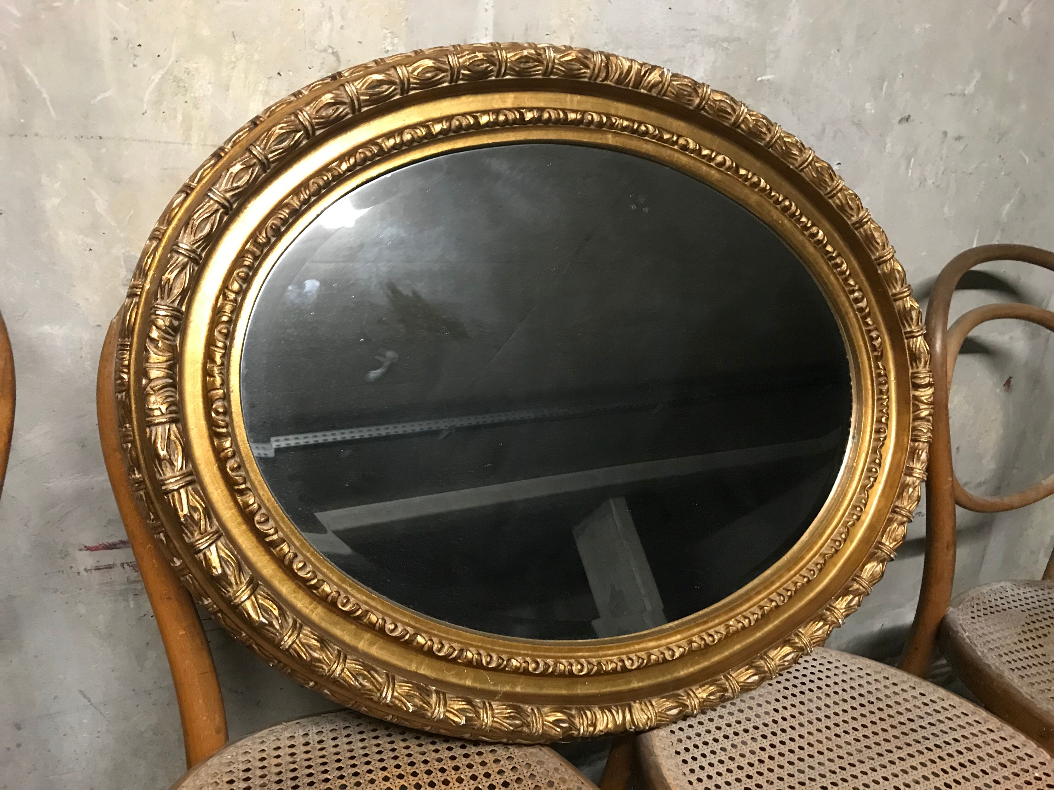 Golden oval mirror Louis XVI 87x65cm