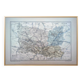 Map of the Oise region, 1889. Authentic Vintage.