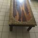 Large vintage Indian coffee table made of solid sheesham wood and brass.
