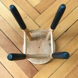 Solid wood stool with black legs
