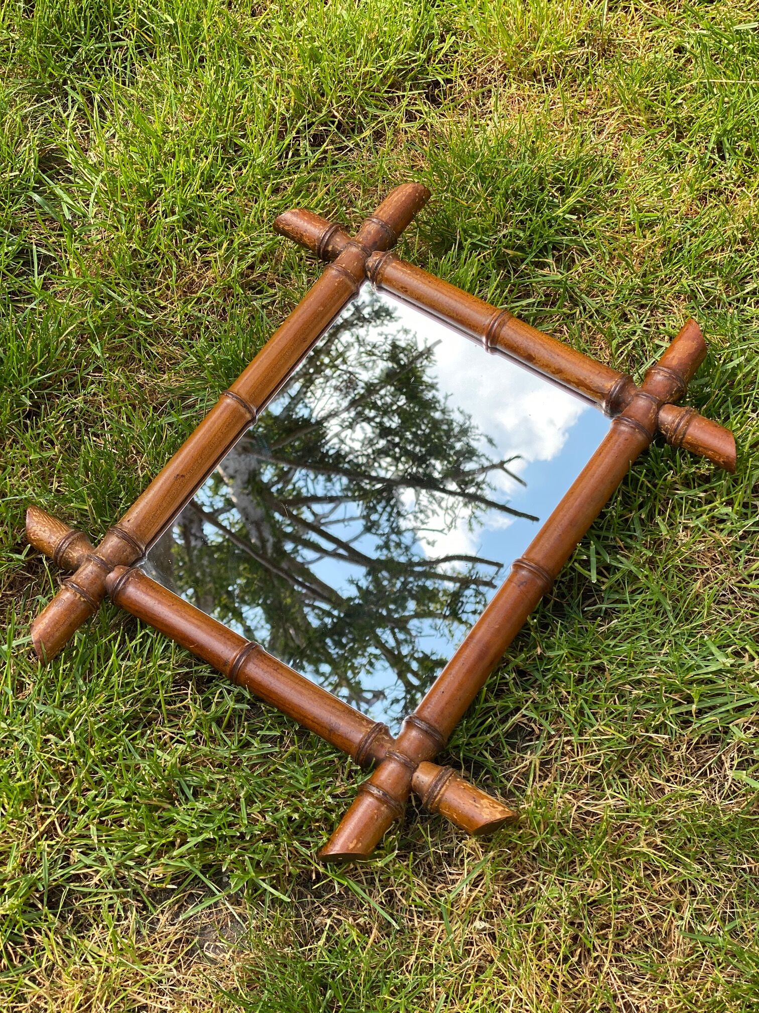 Vintage bamboo mirror