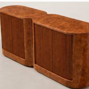 Buffet vintage à portes tambour en loupe de bois