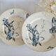 Pair of earthenware dishes from Gien, Iris model, 28 cm