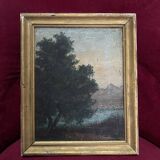 Huile sur panneau encadrée « paysage » ancienne