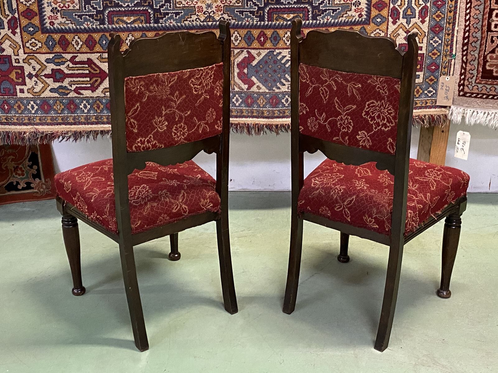 Pair of English Art Nouveau chairs in oak