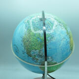 Globe earth world map bright wood wood chromed design vintage design