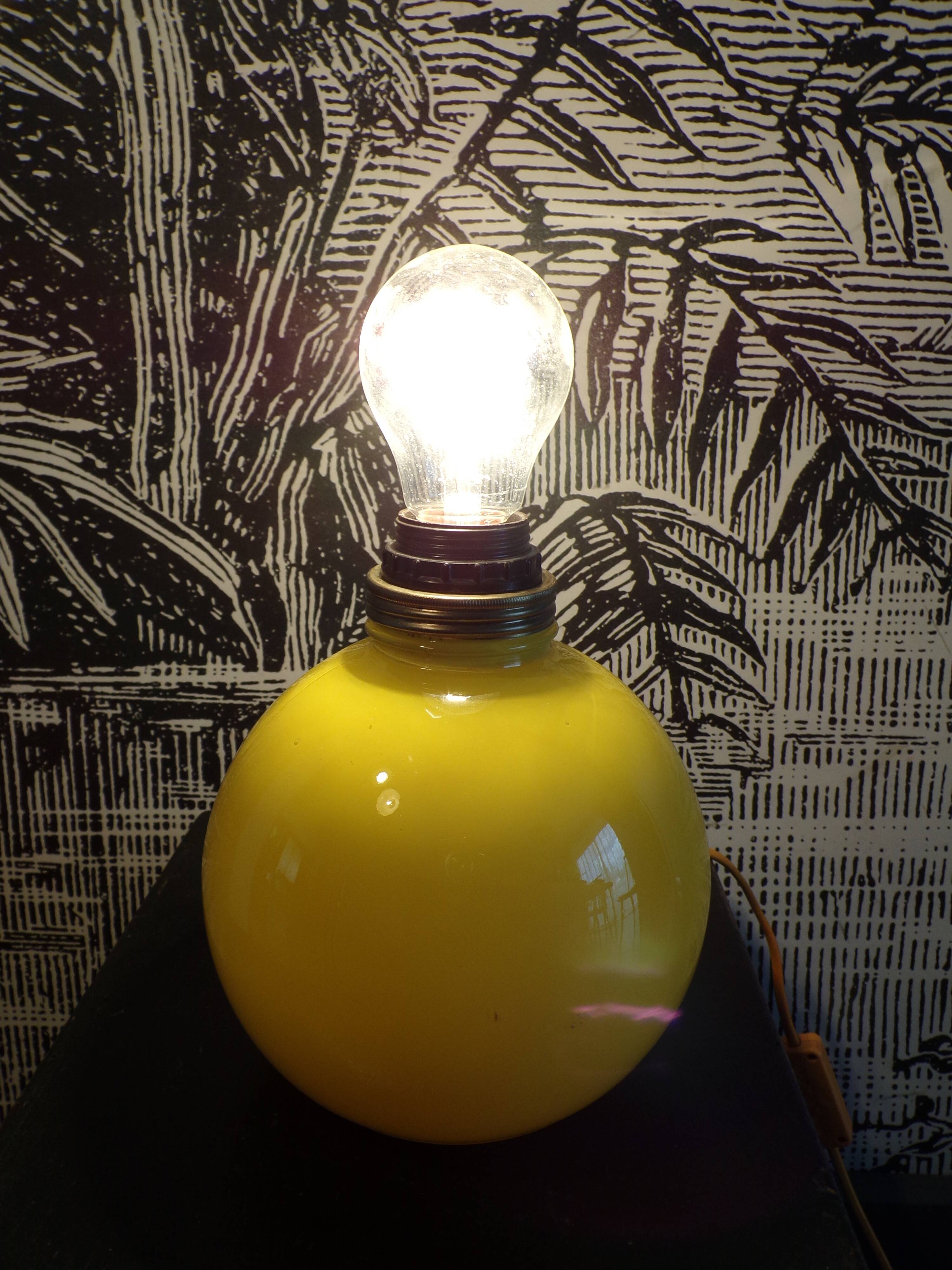 Lampe boule verre 1980