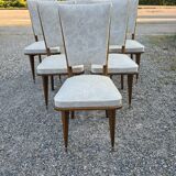 Set of 6 Art Deco chairs in walnut wood