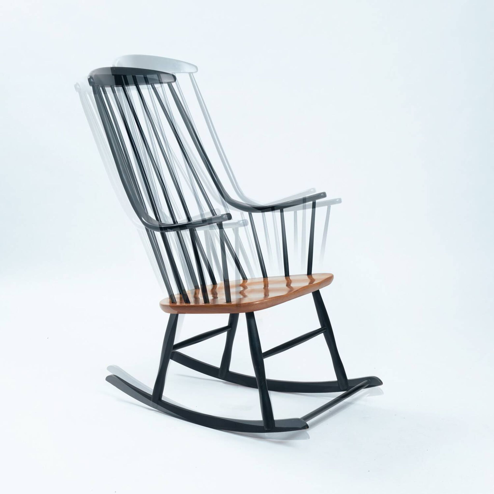 Fauteuil à bascule danois Lena Larsson Grandessa du milieu du siècle, années 1950