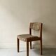 Set of 6 mid-century chairs in honey wood and tweed, 1970 design by dlg Regain.