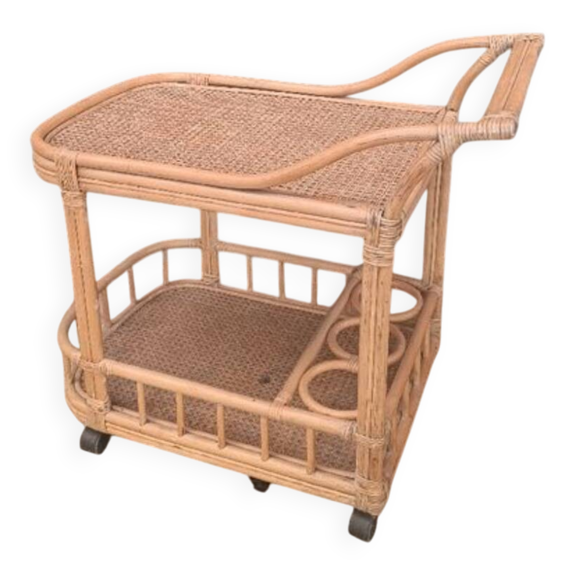 Vintage rattan wicker bar dessert table