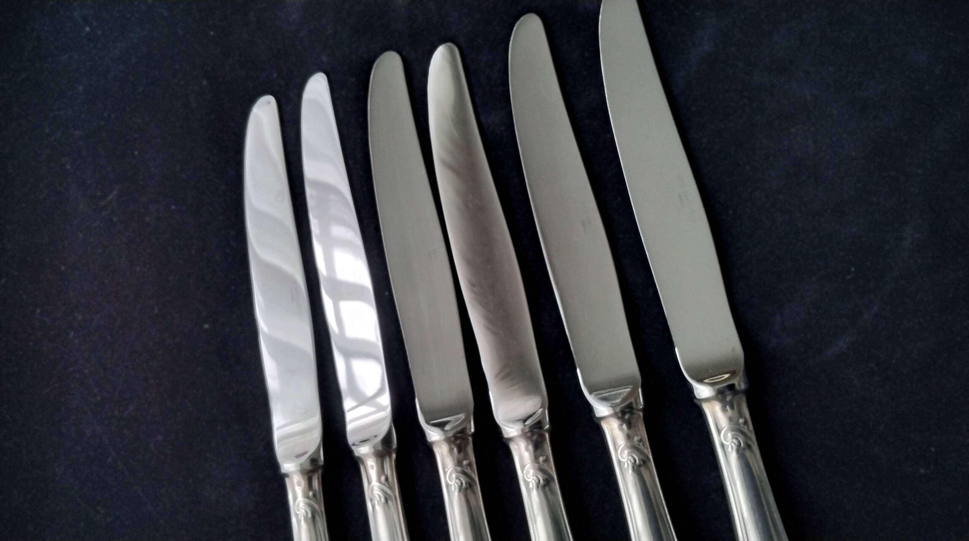 12 Guy Degrenne Rocaille pattern table knives (RESERVES)