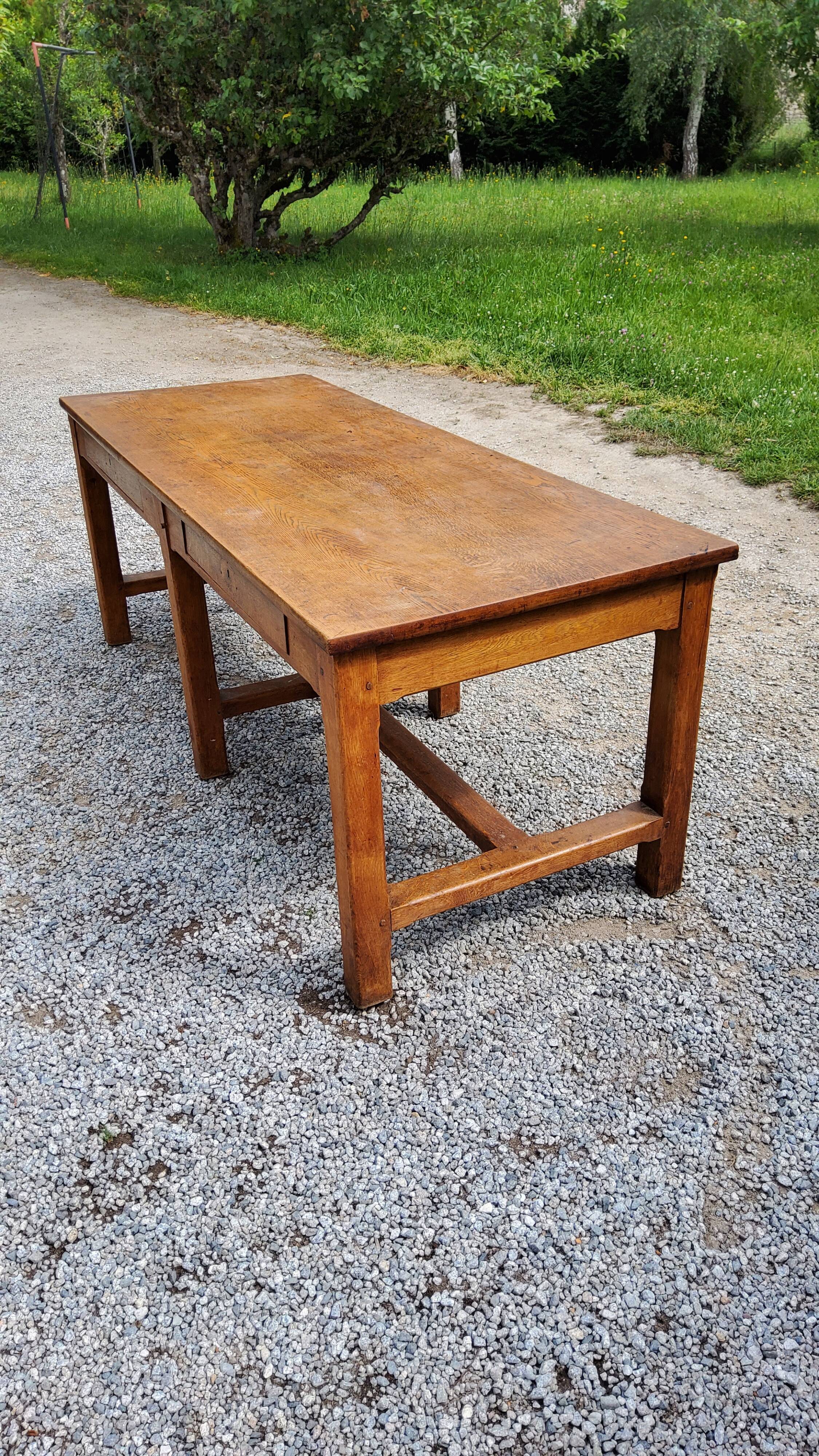 Oak farmhouse table 6 feet 2 drawers 200cm