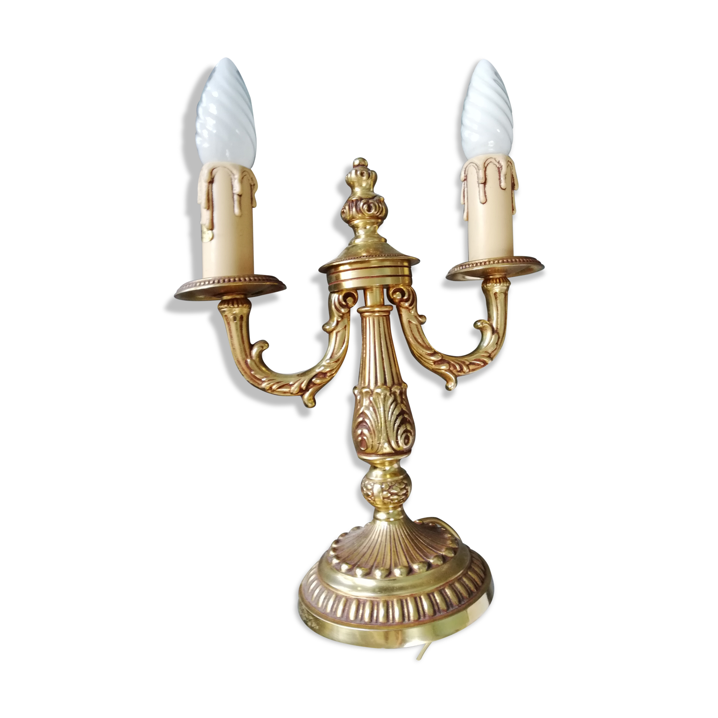 Bronze foot lamp candlestick 2 lights