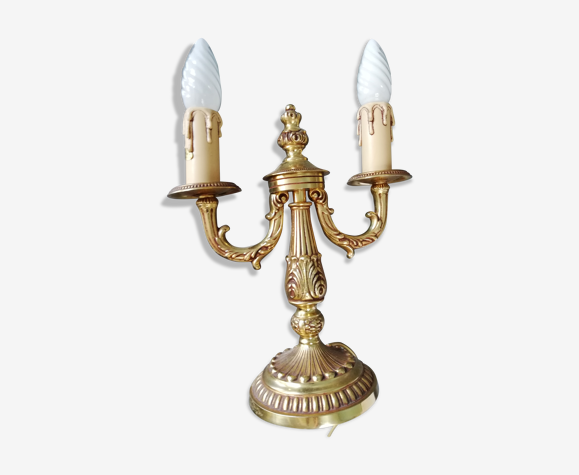 Lampe pied bronze chandelier 2 feux | Selency