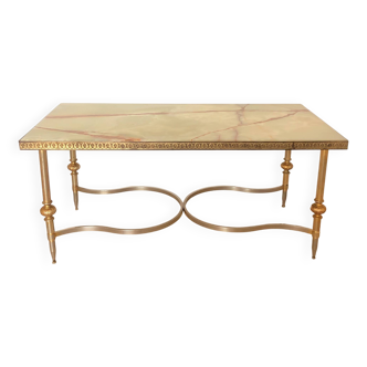 Table basse Jansen ou Ramsay, années 40/50, onyx et bronze